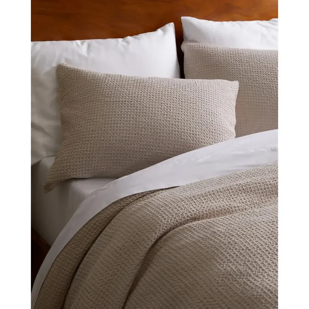 Quince Organic Luxe Honeycomb Duvet Cover Set Full Queen Sand